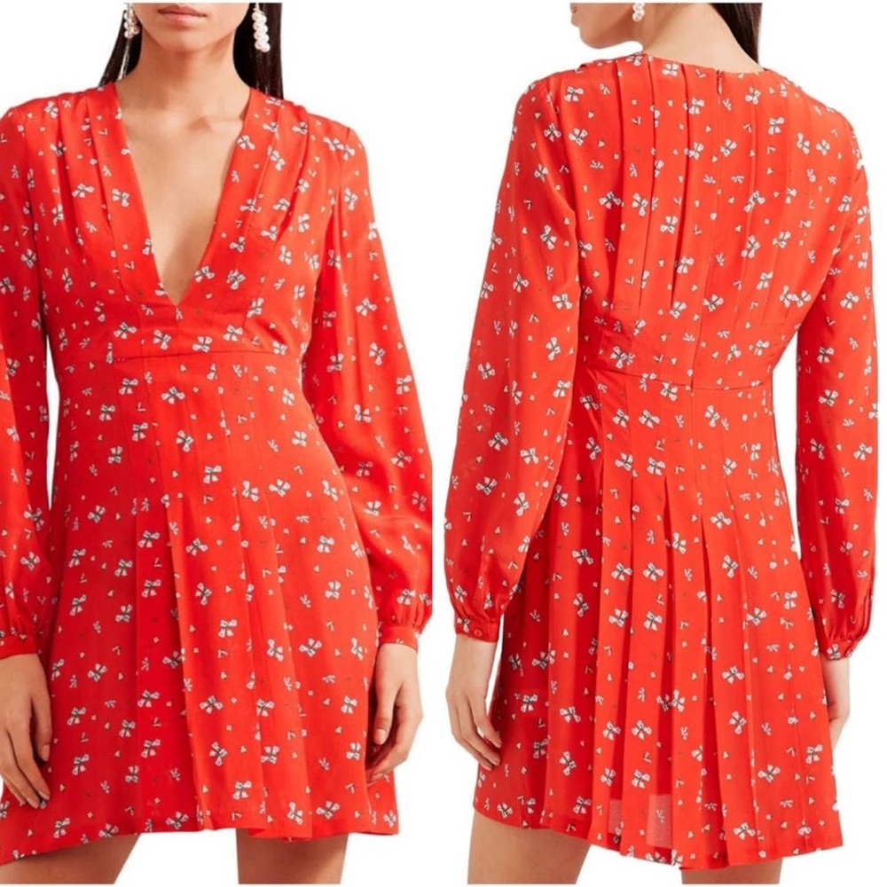 NWT RIXO London Women Harper Floral-print Crepe Silk Mini Cocktail Dress